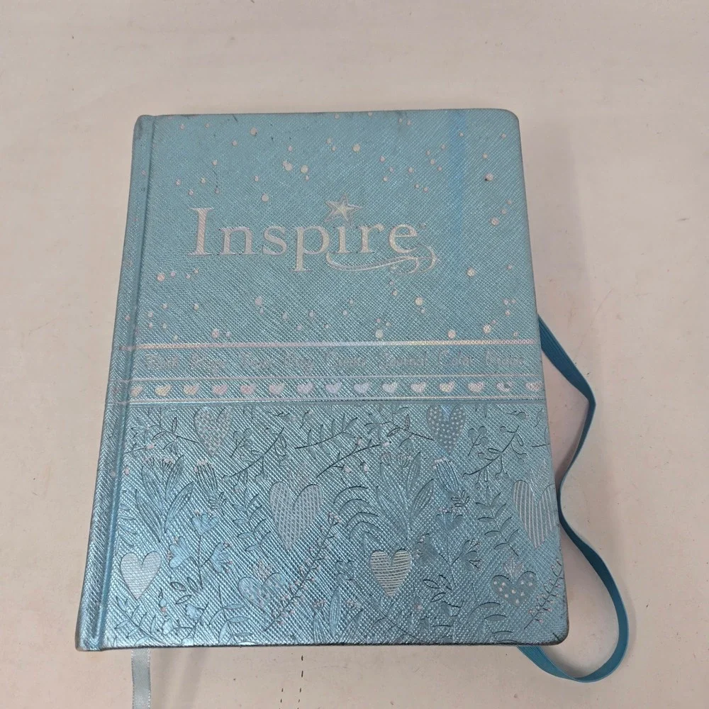 NLT Inspire Bible for Girls Metallic Blue Journaling Coloring Bible New Living